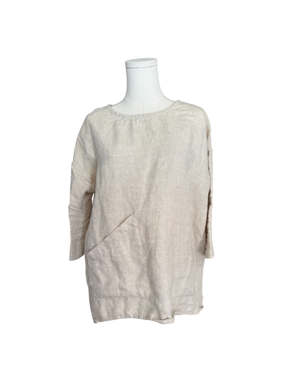 Elizabeth Suzann Harper Tunic 100% Linen Natural Oatmeal XXS XS Oversized